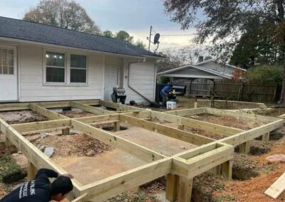 a Deck being built with wood